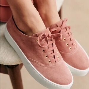 Elegant Pink Suede Women's Sneakers by French brand Sézane